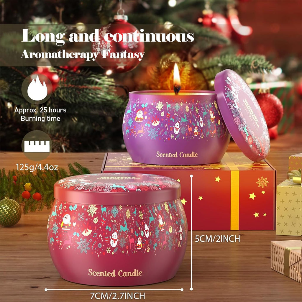 Scented Candles Gift Set: 4 Pack 4.4 oz Aromatherapy Christmas Candles Scented - 120H Burning Stress Relief Gifts - Set of 4