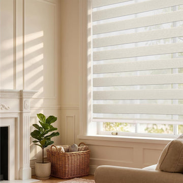 Cordless Light Filtering Zebra Blinds, Grey, 52" W x 54" H