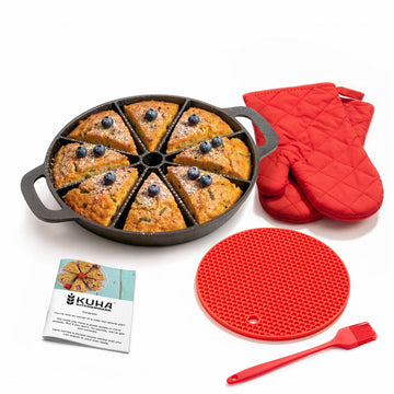 Cast Iron Scone Pan and Cornbread Pan, 8-Wedge, Pre-Seasoned, 11 In