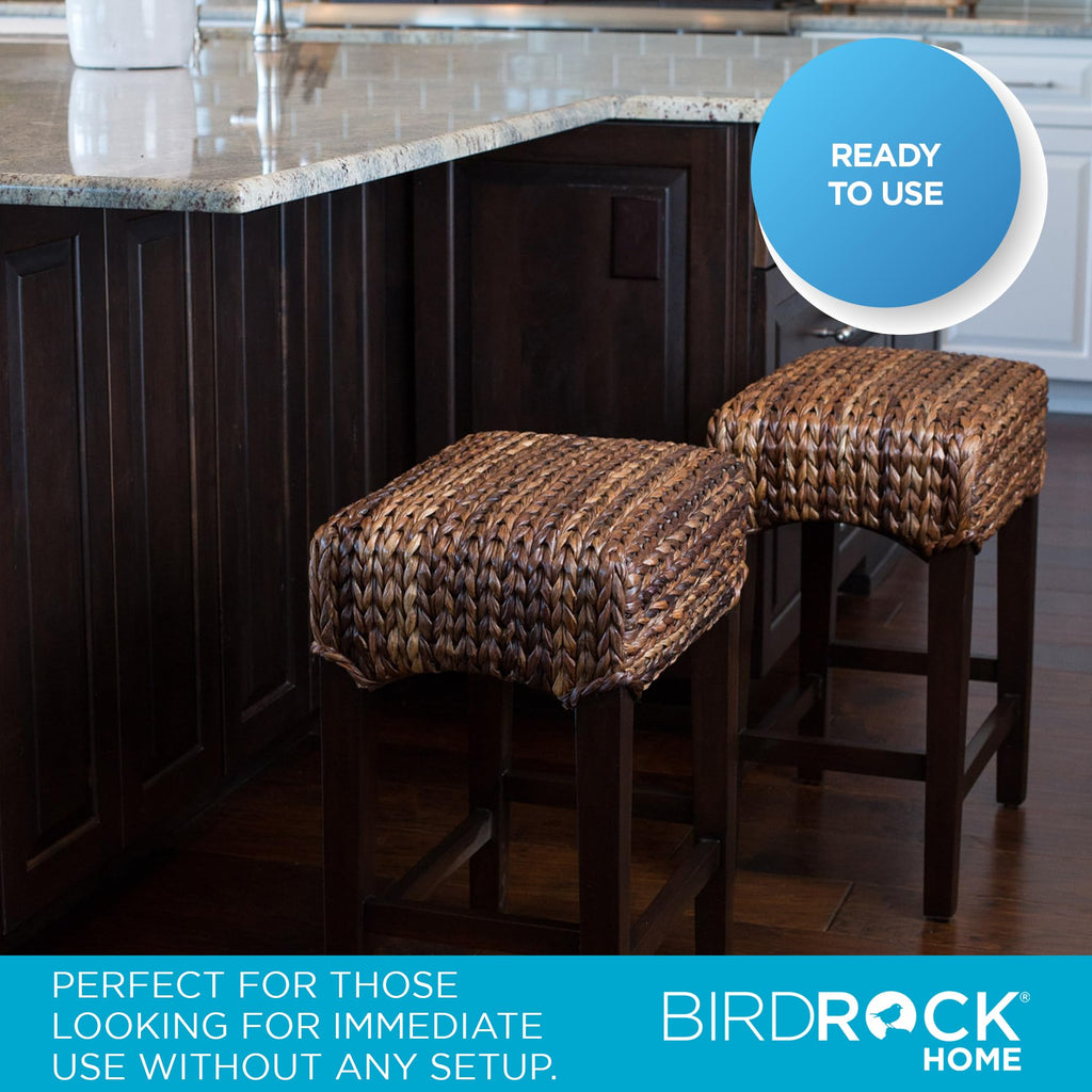 Kitchen Bar Stool with Backless Woven Seat, Espresso, 24.5"