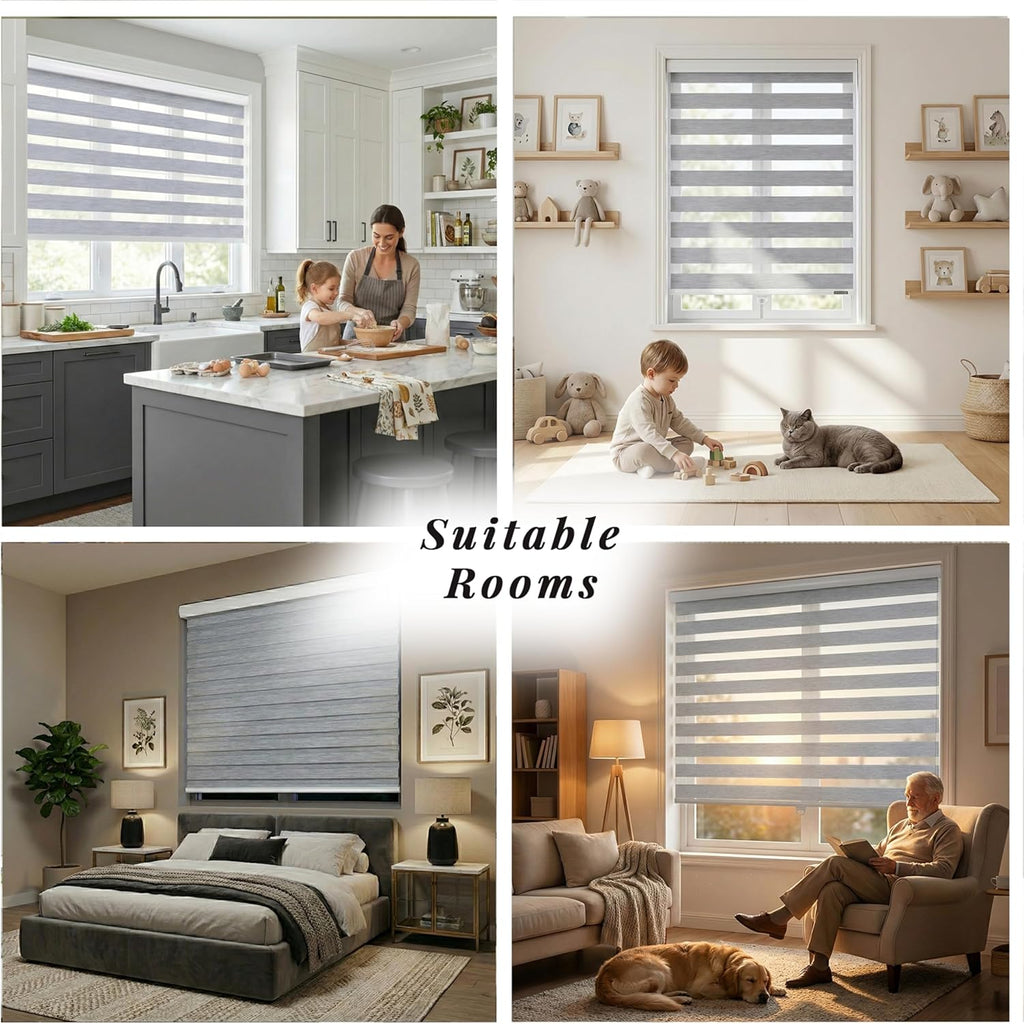 Custom Size Zebra Blinds for Indoor Window Roller, Zebra Shades for Windows Privacy Light Filtering Shades