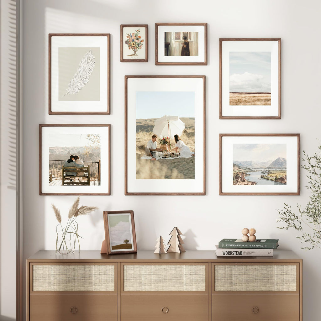 11x14 Picture Frame, USA-Sourced Walnut Wood Photo Frames with HD Tempered Glass, Handcrafted Rounded Corner 11 x 14