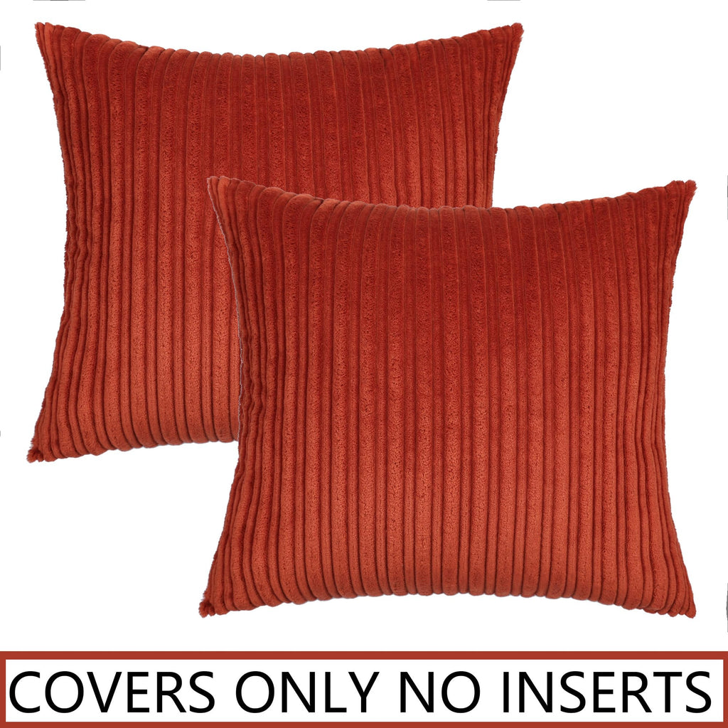 Fall Decor Super Soft Striped Corduroy Throw Pillow Covers Large Sham Cushion Cover Living Room, 2 Pcs, 22" x 22"