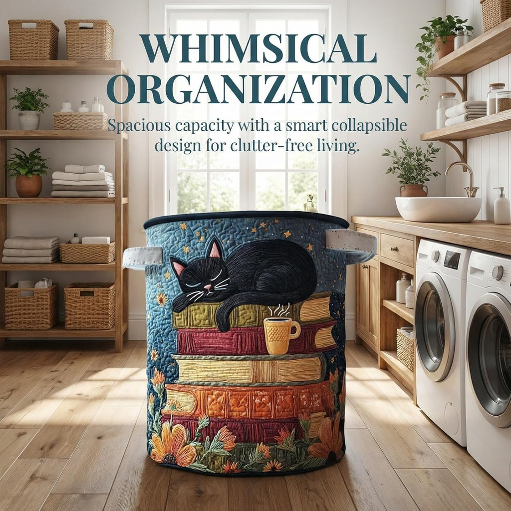 Custom Quilted Laundry Basket with Handles, Foldable Fabric Hamper for Clothes, Towels, Decorative Storage Basket