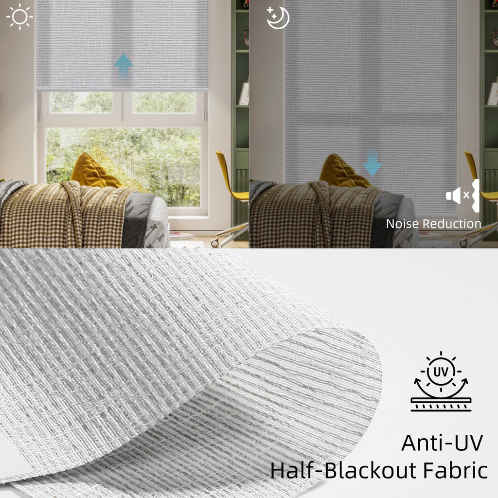 Motorized Light Filtering Shades 70% Blackout Safari Smoke