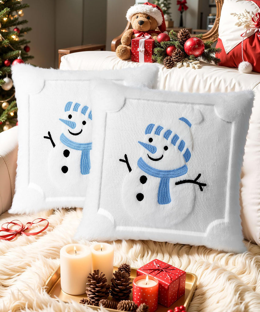 Faux Fur Christmas Pillow Covers 20x20 Set of 2