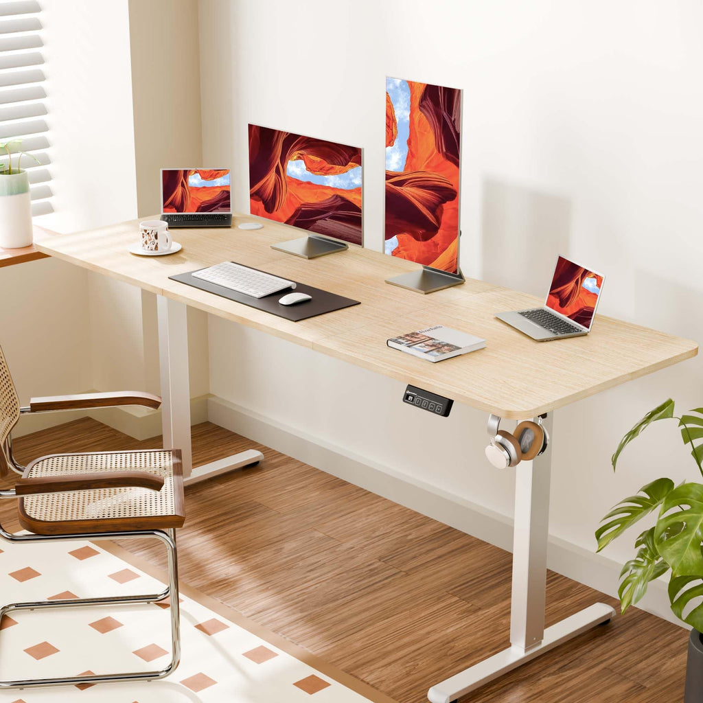 67"x24" Standing Desk, Height Adjustable Sit-Stand Office, Oak