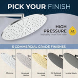 Solid Metal 12 Inch Rainfall Shower Head, Large Rain Shower Head, 2.5 GPM High Flow Shower Head Optimized for Pressure