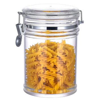 50 oz Reinforced Medium Acrylic Canister with Locking Clamp, Airtight Flip Jar | Food Storage Container for Flour