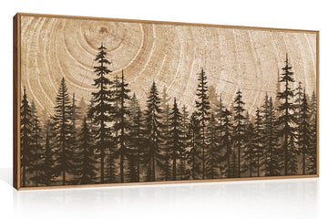 Rustic Pine Tree Forest Framed Canvas Wall Art Set-40"x20"x1