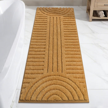 Super Soft Bathroom Runner Rugs 24"x60" Non Slip Bath Mats, Mustard