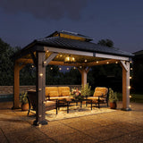 10' x 12' Outdoor Wood Gazebo, Hardtop Gazebo Permanent Wood - Image 2