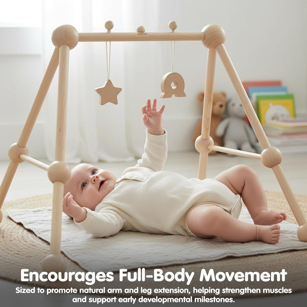 Wooden Baby Gym Montessori Activity Center Kids A-Frame Design