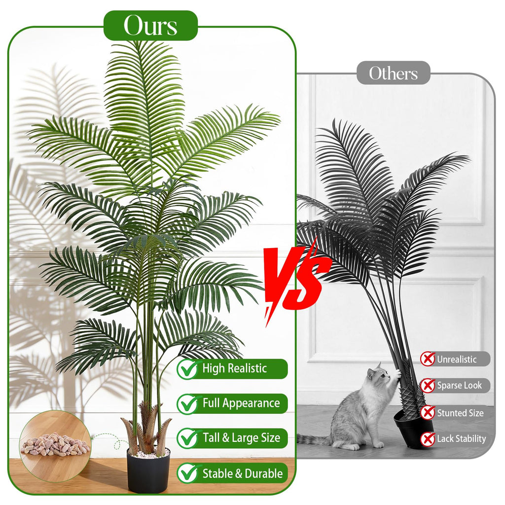 5.2 FT Artificial Plants Indoor, Tall Plant Palm Tree with Weighted Planter, Tropical Fake Tree with Realistic Leaves