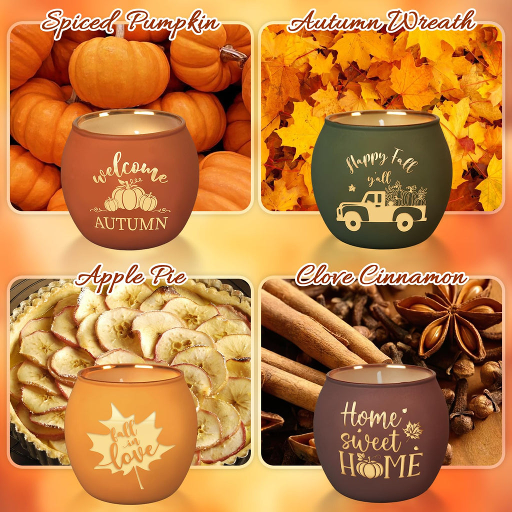 Fall Scented Candles Gift Set 4 Pack 16oz Soy Wax Jar Candles Thanksgiving Aromatherapy Candle Autumn Home Table