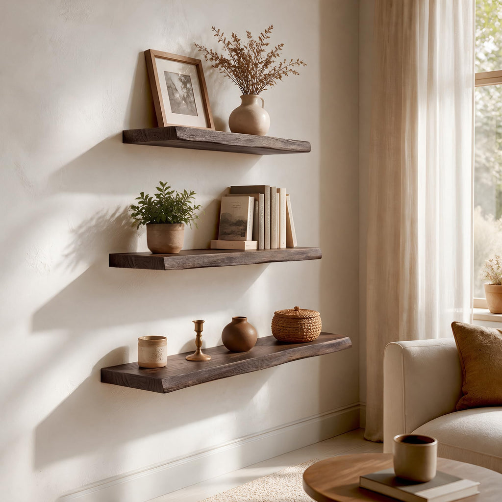 48 Inch Floating Shelves for Wall, Live Edge Wall Shelves 1 Pack