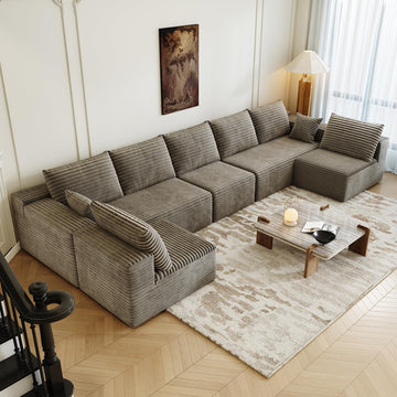 168.5" Modular Sectional Sofa, Oversized U-Shaped Minimalist Couches with 3 Middle Seats Chaise, Modern Deep Seat