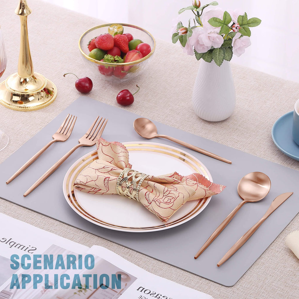 Matte Rose Gold Silverware Set for 4,Modern Stainless Steel Brushed Cutlery Set,20-Pieces Heavy Duty Flatware
