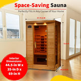 HEATWAVE Coronado 2 Person Hemlock Low EMF Infrared Wood Sauna for Home & Indoor Relaxation