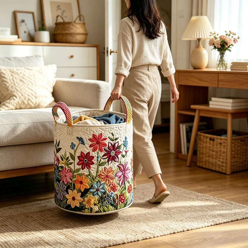 Handles Collapsible Storage Hamper 3D Embossed