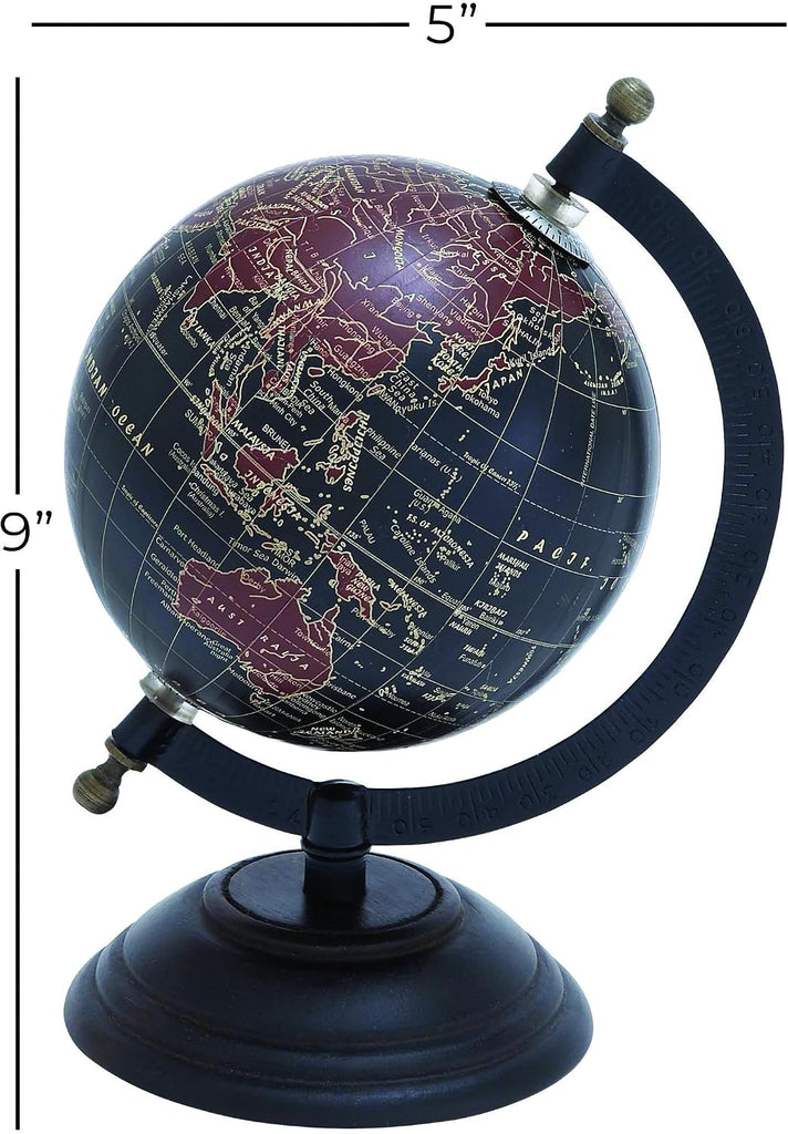 Mango Wood Globe, 6" x 5" x 9", Black