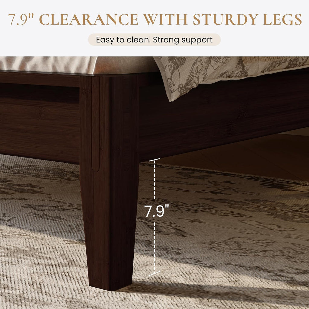 Queen Size Bamboo Bed Frame, Japanese Joinery, Midnight Black