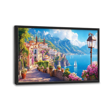 Italy Wall, Amalfi Coast Beach Pictures Wall Decor, Italy Cityscape Canvas Prints Painting, Large Italian Landscape