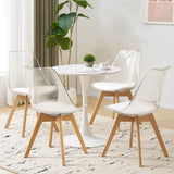 Clear Dining Chairs Set of 2, Modern Acrylic Dining Chair Transparent Chairs with PU Leather Cushions Seat & Wood Legs