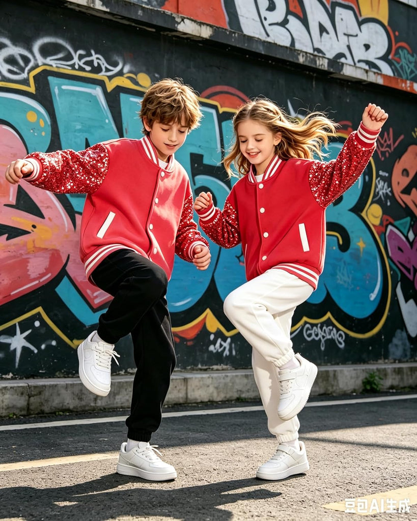 Kids Varsity Baseball Bomber Jacket Uniform Unisex Boys Girls