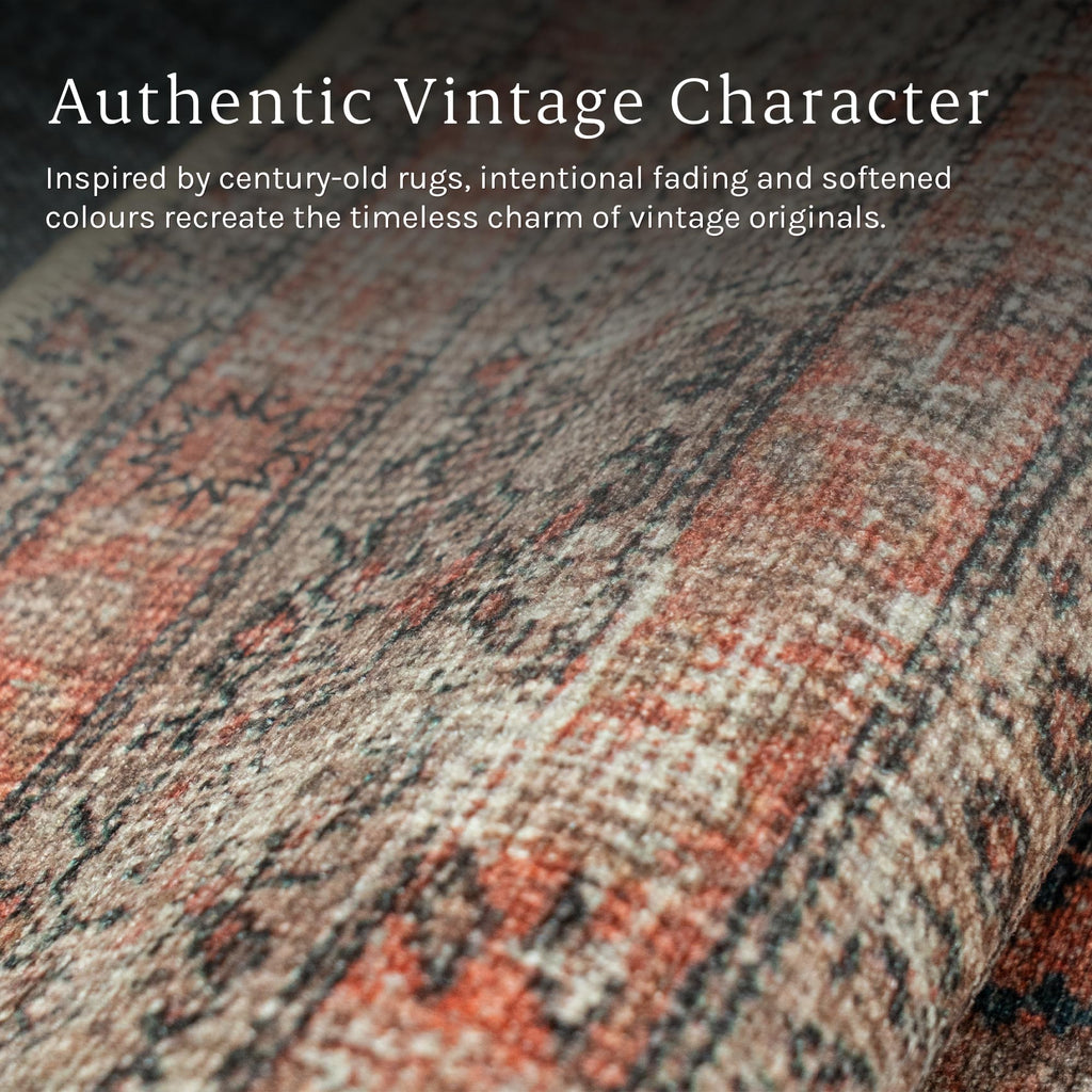 Rustica Terracotta & Black Area Rug - Persian-inspired design