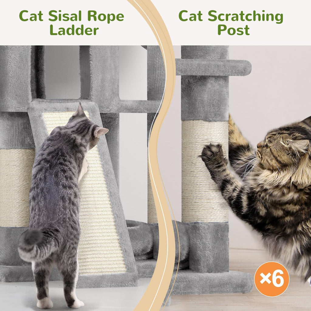 Heavy Duty Cat Trees for Large Cats 20 lbs+, Light Grey