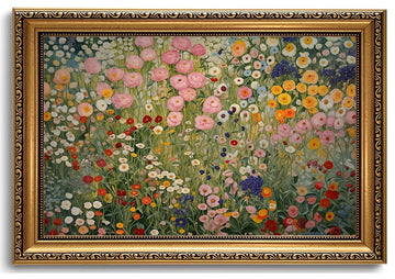 Gustav Klimt Flowers Wall Art Monet Garden Picture Wall Decor Gold Framed