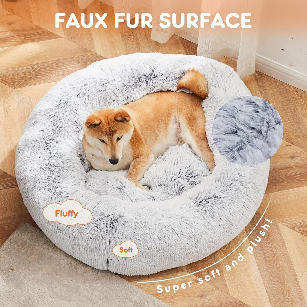 Large Dog Bed for Indoor, Calming Donut Bed for Dogs and Cats