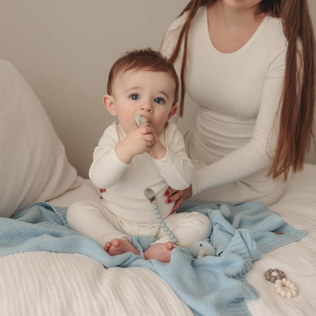 100% Organic Cotton Heritage Knit Textured Baby Quilt Blanket for Boys - Signature Heritage Knit, Soft Breathable