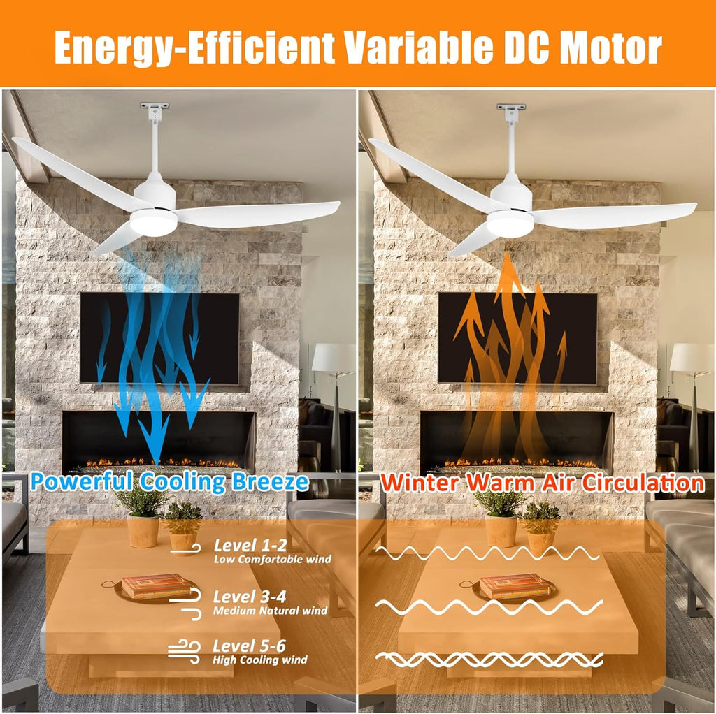 52 Inch Waterproof Gazebo Fans with Lights Outdoor Hanging - Plug in Remote App Control for Patio Indoor Farmhouse Porch - White 6 Speed Reversible DC Motor A101-B0F7X9XL6Q