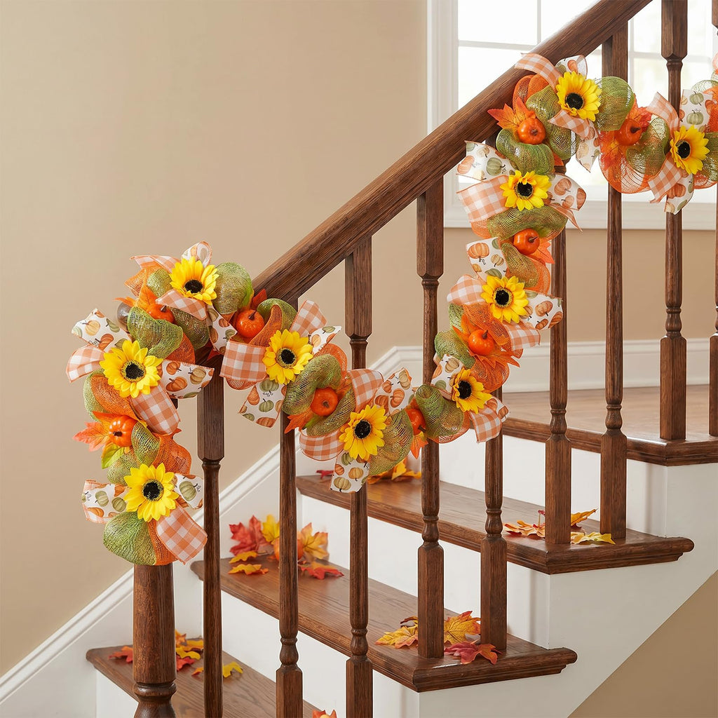 Thanksgiving Sunflower Garland for Mantel, Garland for Fireplace Home Decor