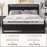 Queen Bed Frame with Modern Headboard, Heavy Duty Platform Metal Base with Square Footboard and 13 Strong Slats
