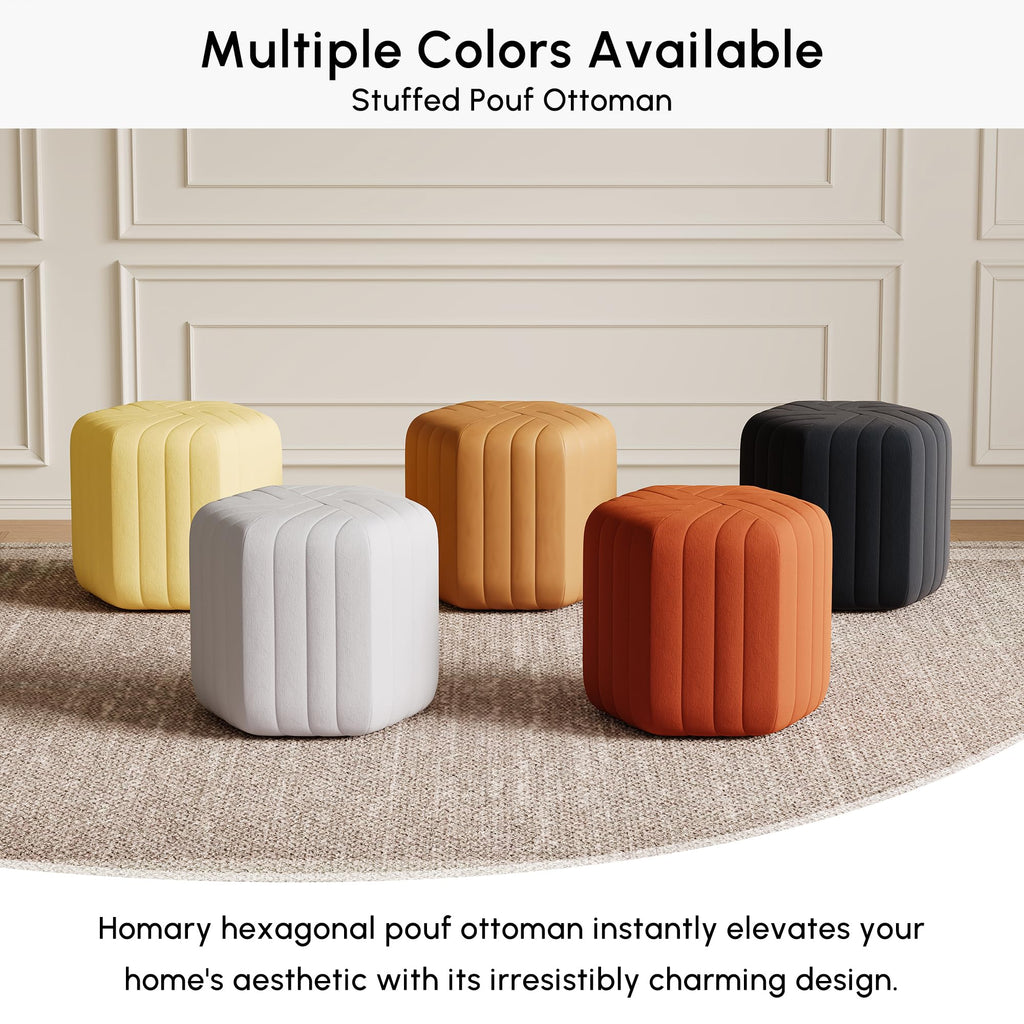 18.5" Hexagonal Pouf Ottoman Upholstered, Velvet Footrest Rest Stools Modern Sofa Footrest Entryway Shoe Changing