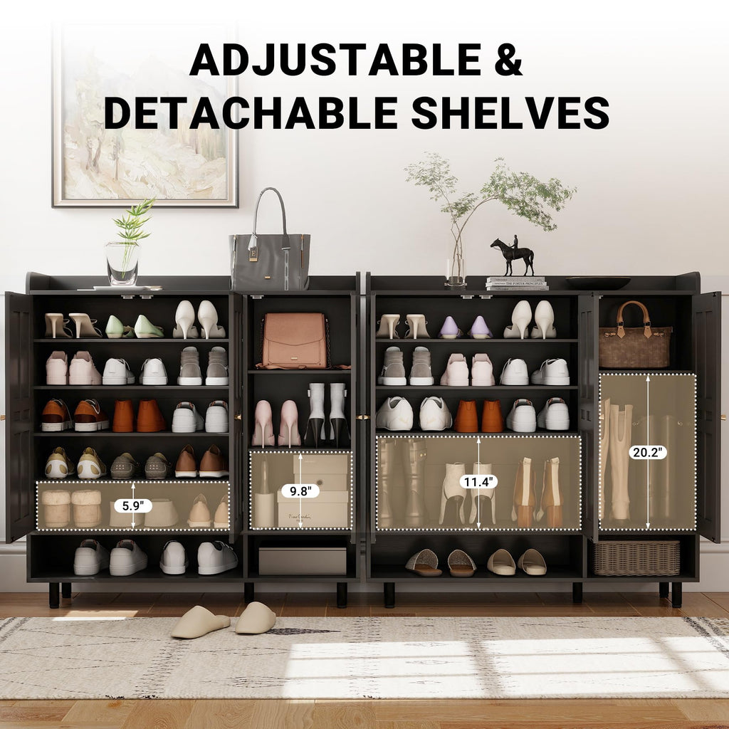Shoe Cabinet with 3 Doors and Adjustable Shelves, Large Shoe Storage Cabinet for 24-30 Pairs, Modern Farmhouse Shoe