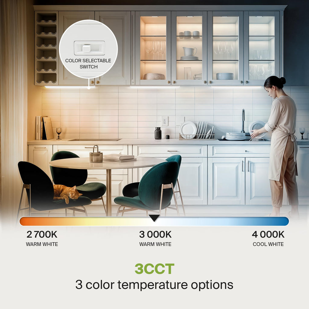 White Swivel LED Under Cabinet Light, 32 Inch 16W, Plug in/Hardwired
