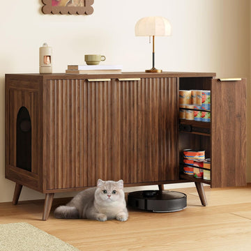 35.4" Cat Litter Box Enclosure with Drawer Storage, Scratch Pad