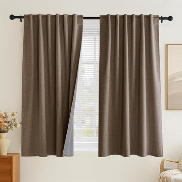 Linen 100% Blackout Curtains 95 inches Long - Set of 2