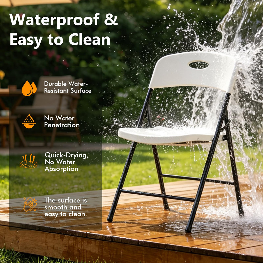 Plastic Folding Chair, Heavy Duty Reinforced Steel Frame Metal Chairs 350 Lbs Capacity Stackable Portable Foldable