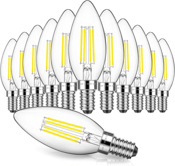 Dimmable LED E12 Candelabra Bulb 5000K Daylight White 12-Pack