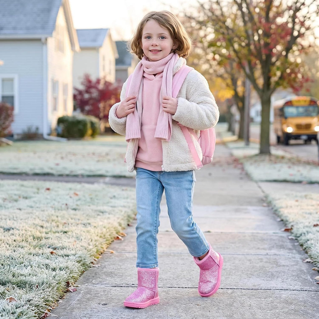 Girls Glitter Sequin Princess Snow Boots for Toddler Little/Big Kid