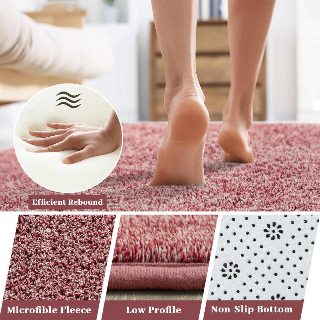 Area Rug 6x9, Washable Memory Foam Soft Modern Bedroom Solid Color Area Rugs, Low Pile Minimalist Non Slip Carpet