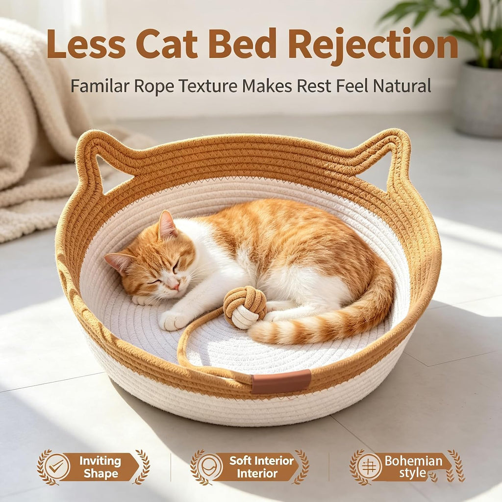 Large Instinct Basket for Cats Rope Cotton Handwoven Cat Basket