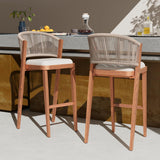 Modern Shade Chatham Outdoor Bar Stools Set of 2 with Rope Woven Backrest