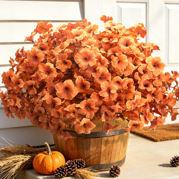 16 Bundle Artificial Fall Petunias Flowers for Outdoor Planters (Peach)