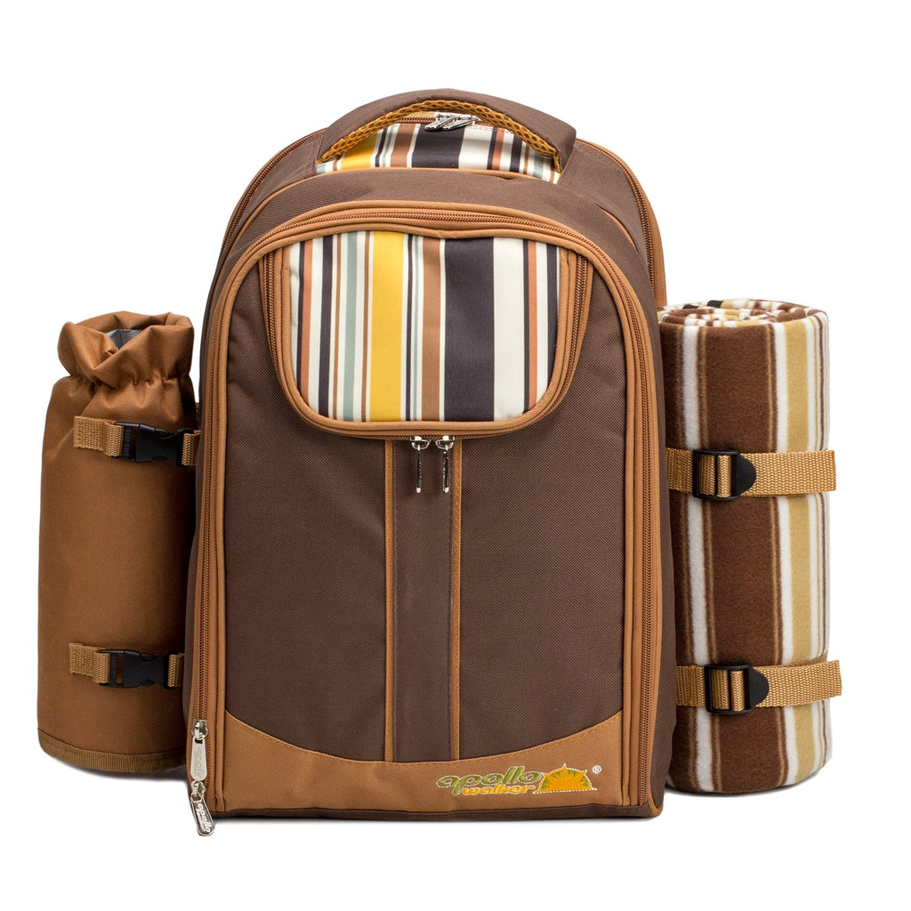 Backpack, 2-Person with Blanket & Wine, Family & Lovers Gift, Brown